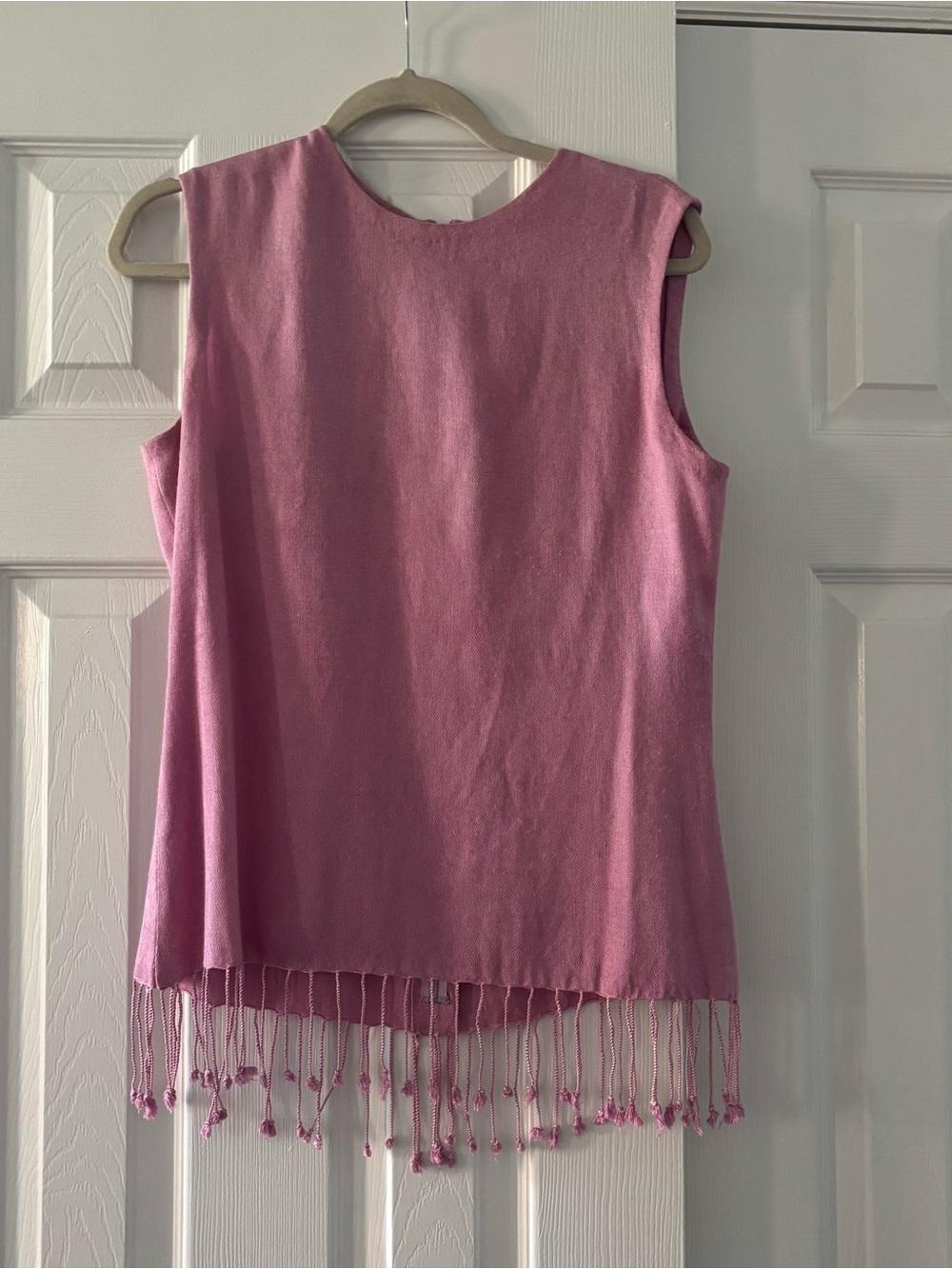 Vintage Neiman Marcus Pink Sleeveless Fringe Top